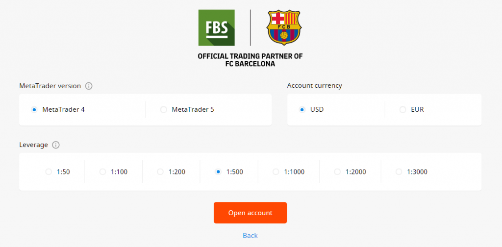 FBS metatrader, base currency and legerage