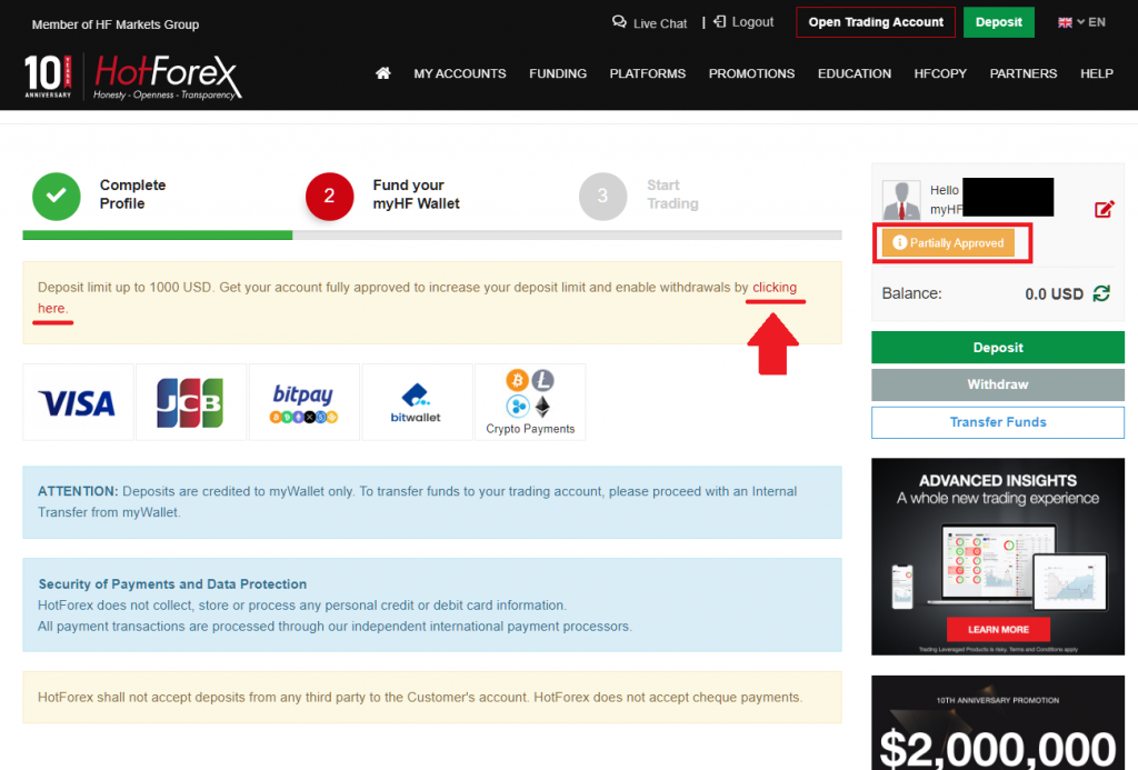 HotForex upload identify documents