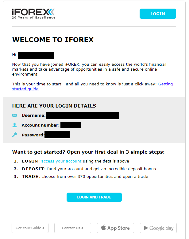 iFOREX login information
