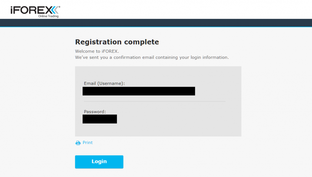 iFOREX registration complete