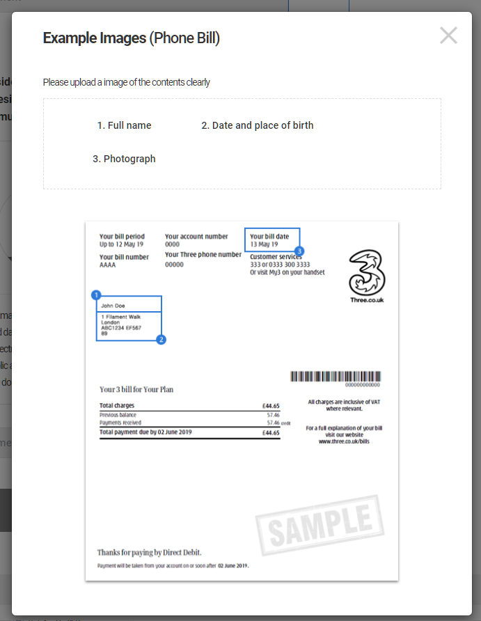 LAND-FX upload POA document (phone bill)