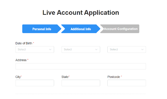 TMGM live account application
