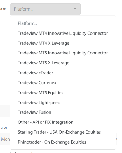 Tradeview select account type