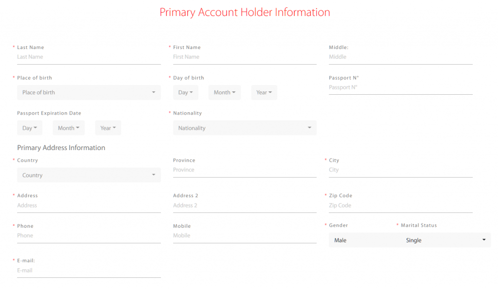 Tradeview register personal information