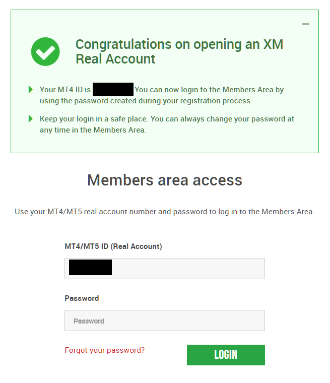 XM log in to member area