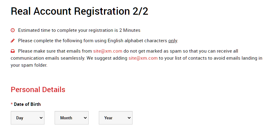 XM Open an Account Real Account Registration 2/2