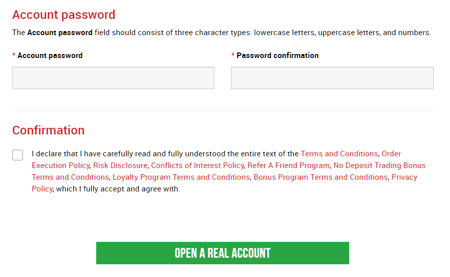 XM account password 