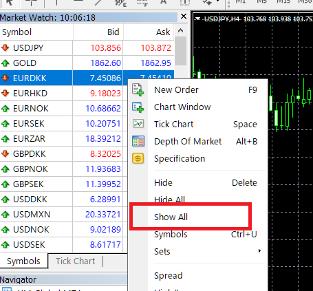 Add Axiory stock CFD on MT4 (PC)