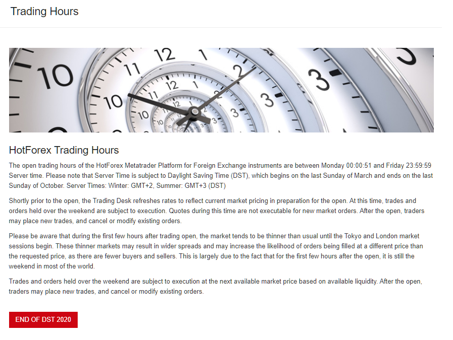How to check HotForex trading hours