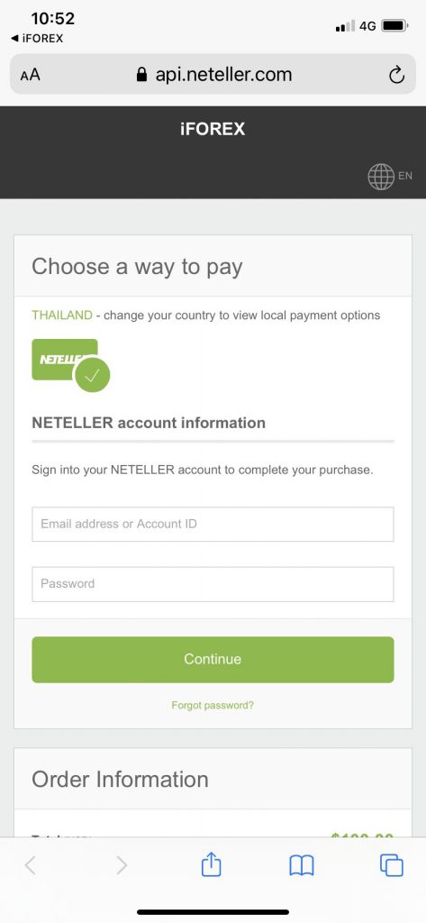 deposit on iforex app (Neteller)