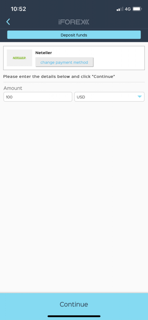 deposit on iforex app (Neteller)