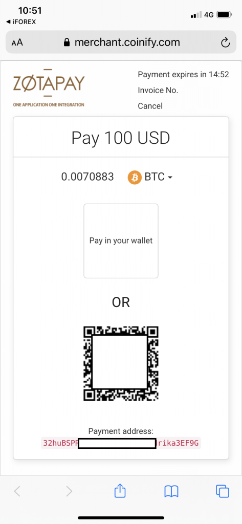 deposit on iforex app (bitcoin address)