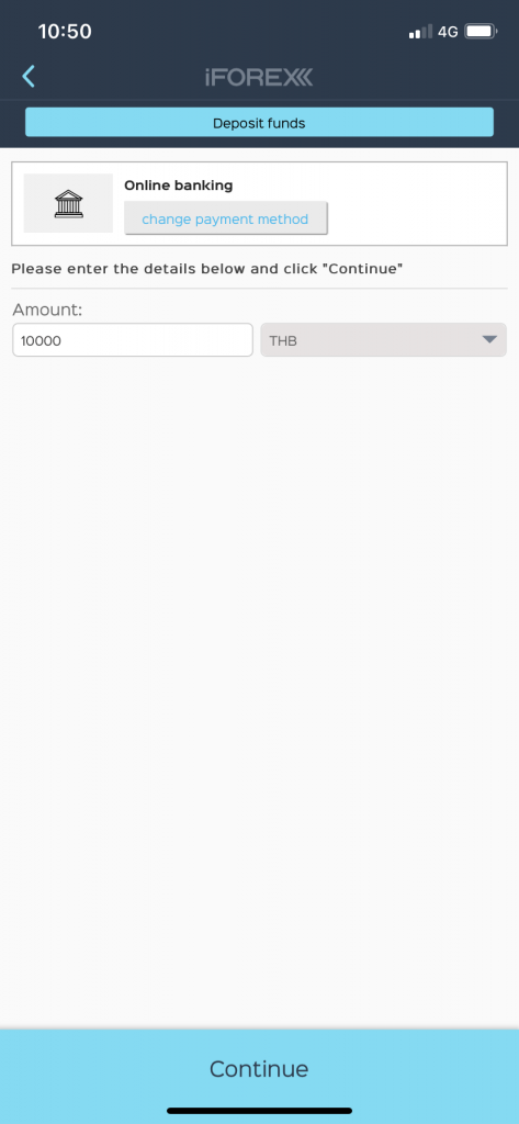 deposit on iforex app (online bnking)