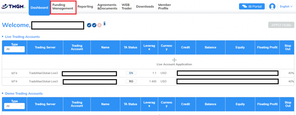 TMGM Funding Page