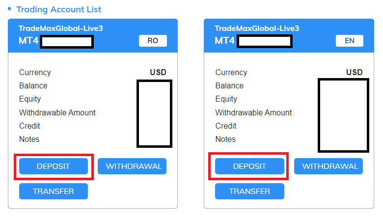 select TMGM account