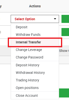 select XM internal transfer