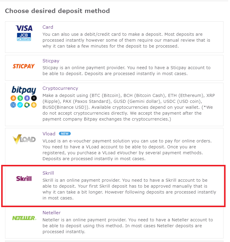 Axiory skrill deposit