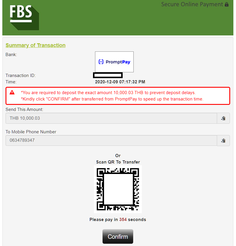 fbs online banking (QR code payment)