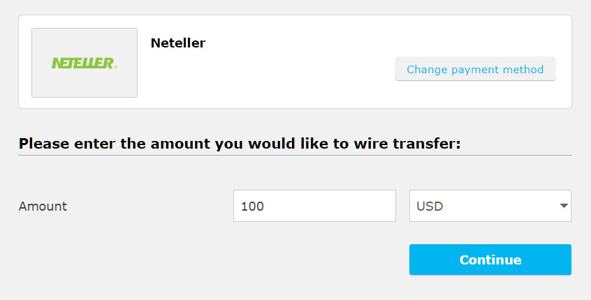 iFOREX NETELLER deposit, enter amount