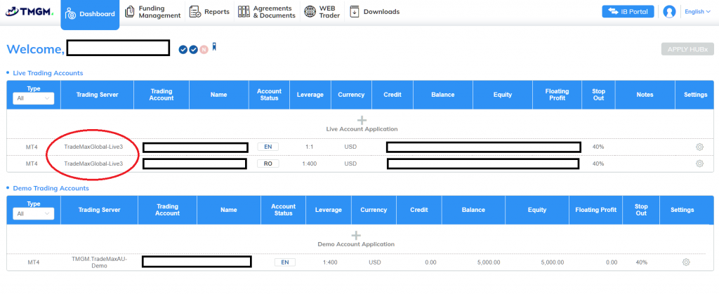 TMGM (TradeMax) MT4/MT5, how to know server name