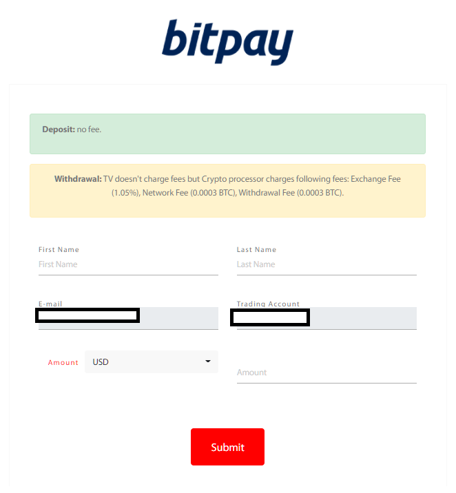 tradeview bitpay deposit, enter amount