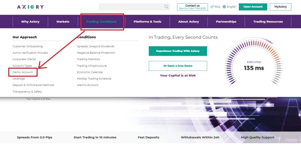 Axiory demo account, register to myaxiory