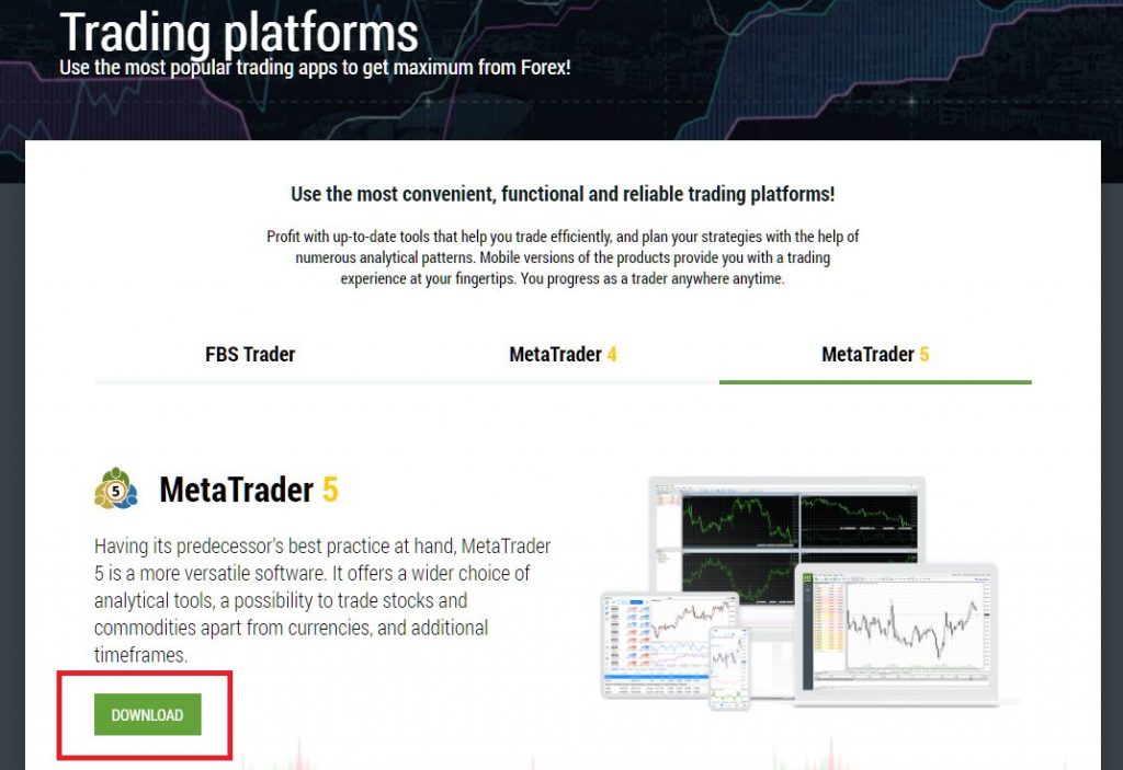 FBS MT4/MT5, download page