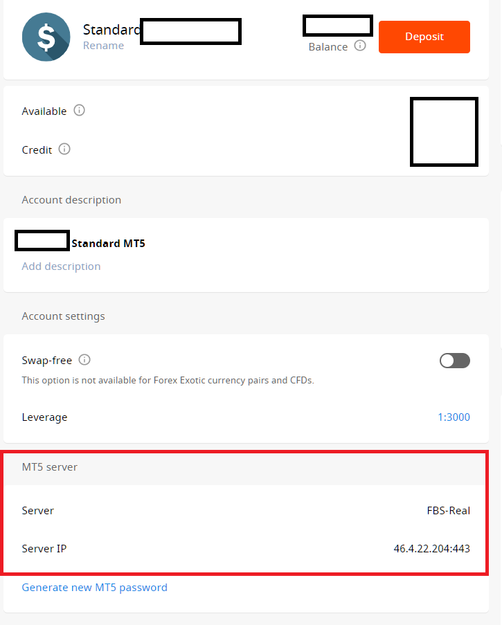 FBS MT4/MT5, how to know server name