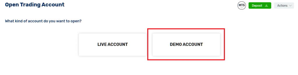 fbs demo account, select demo account