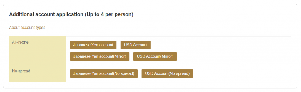 gemforex multiple account, select account type