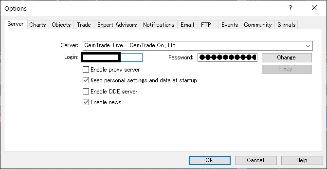 GEMFOREX MT4. how to change password