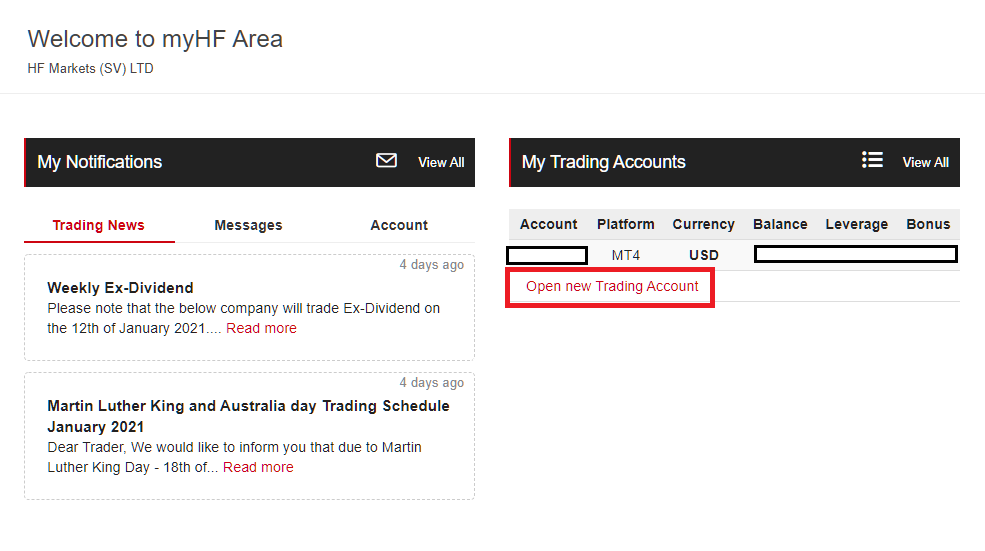 hotforex multiple account, open new account