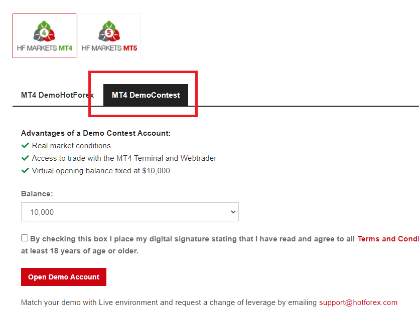 HotForex demo account. MT4 demo contest