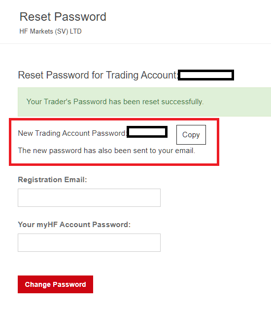 HotForex MT4/MT5, new password