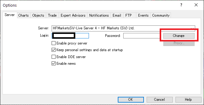 HotForex MT4/MT5, change password