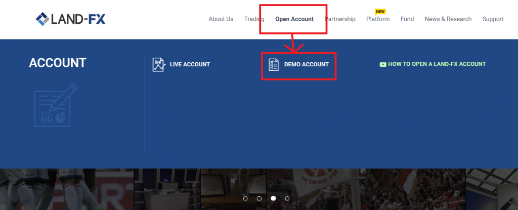 LAND-FX demo account, open demo account