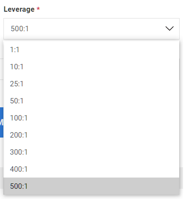 LAND-FX demo account, select leverage