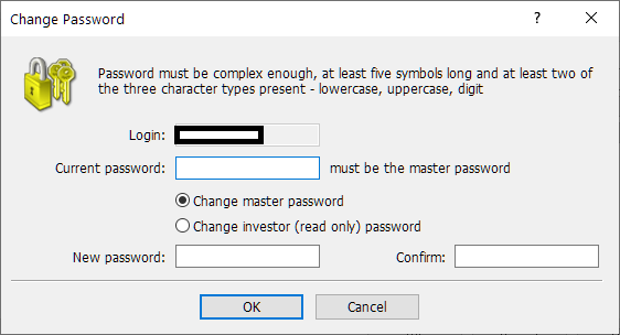 LAND-FX MT4/MT5, change password from MT4/MT5