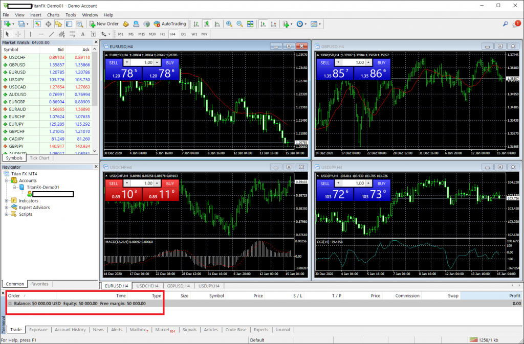 TitanFX demo account, launch MetaTrader