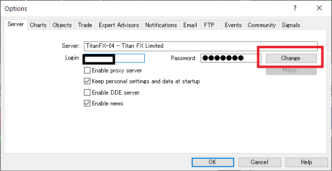 TitanFX MT4/MT5, how to change password