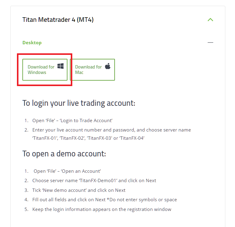 TitanFX MT4/MT5, download