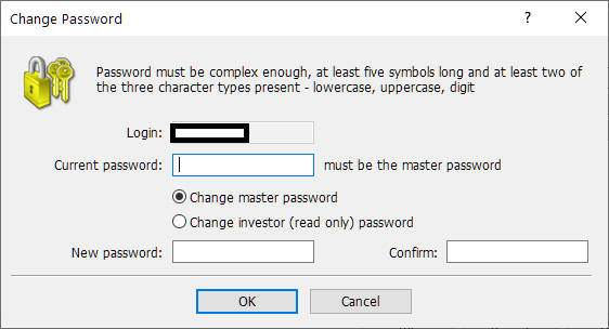 TMGM (TradeMax) MT4/MT5, change password on MT4
