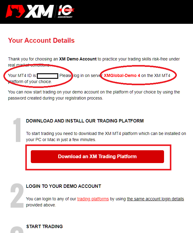 XM demo account, demo account details