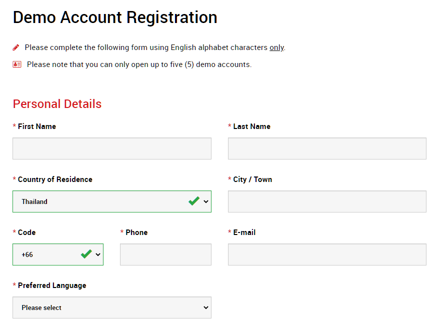 XM demo account, demo account registration
