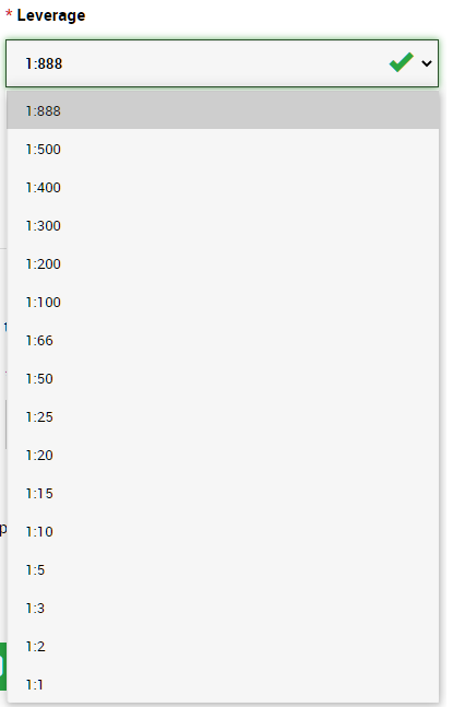 XM demo account, leverage