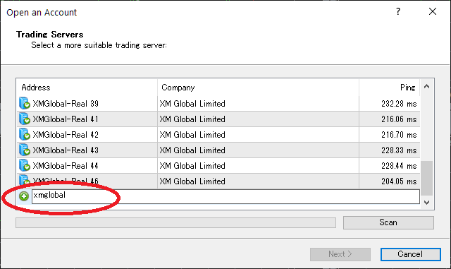 XM MT4/MT5, search server name by "XM Global"