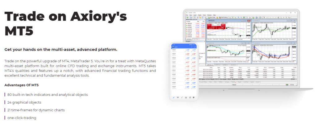 Axiory MT5 download page