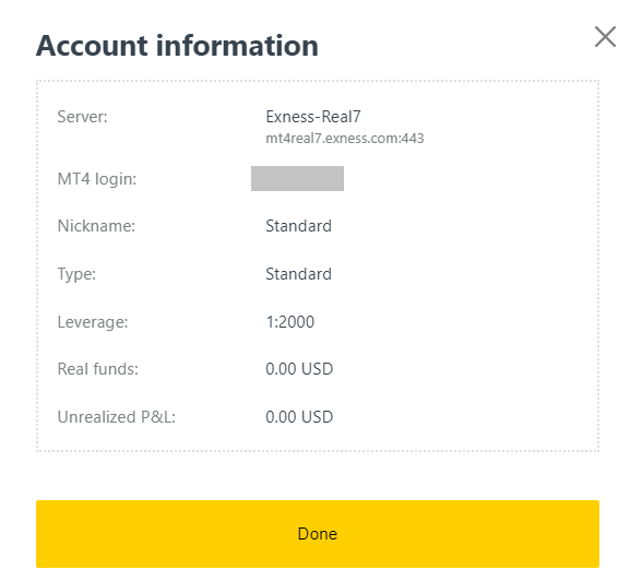 Exness Account information